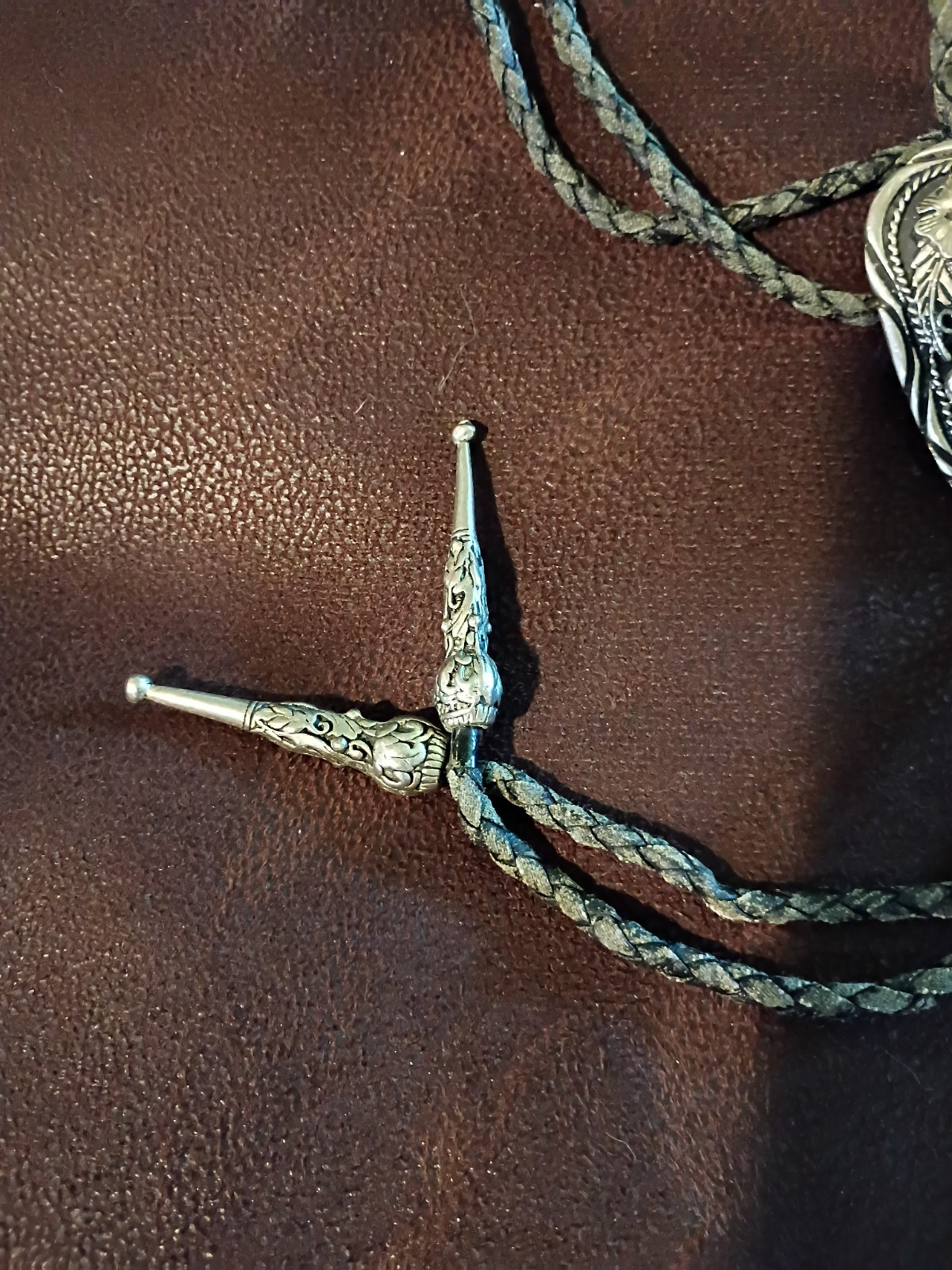 Vintage SSI Handcrafted in USA Bolo Tie with inlay End Of The Trail