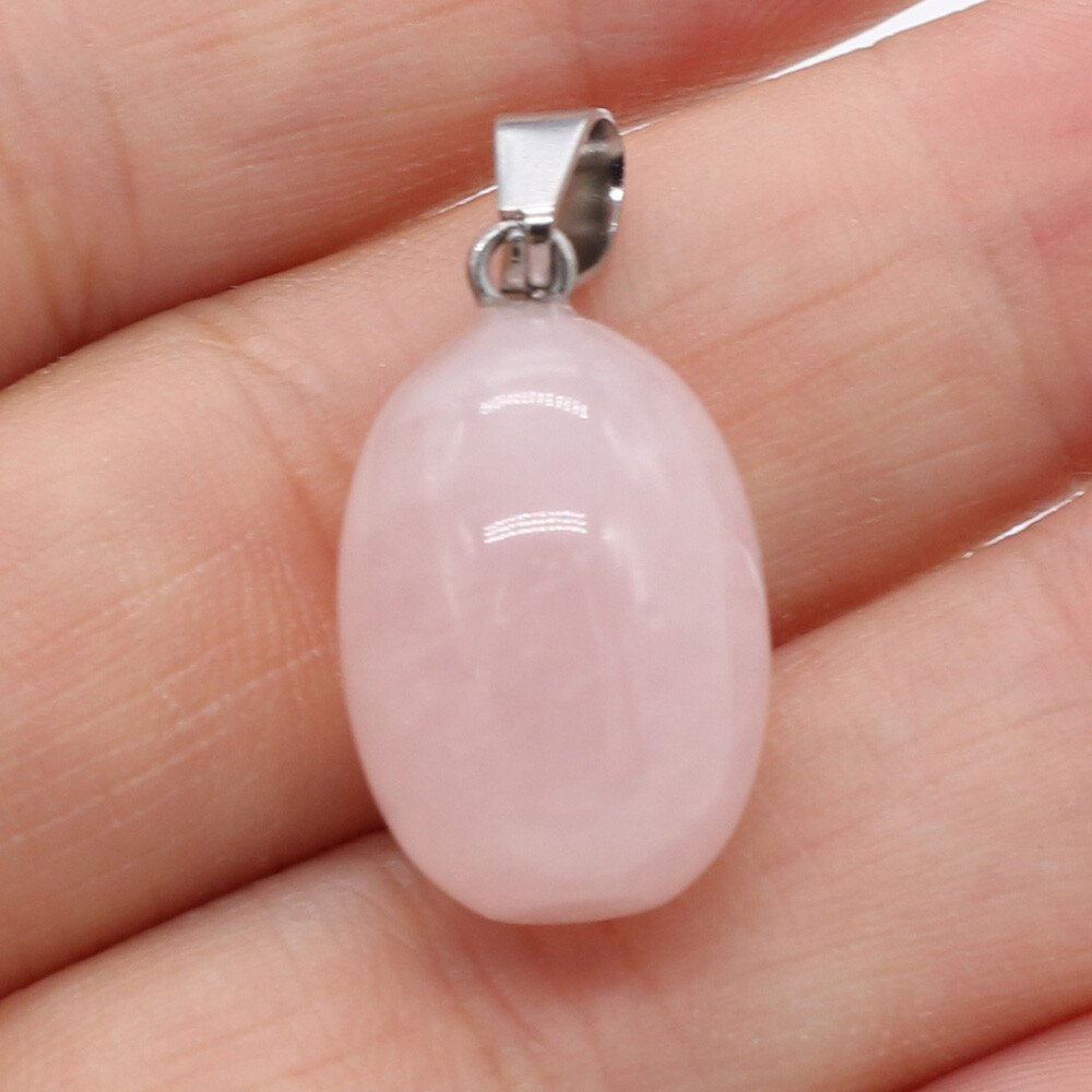 20 Pcs Natural Egg Shape Chakra Crystal Agate Stone Pendants for Jewelry Making