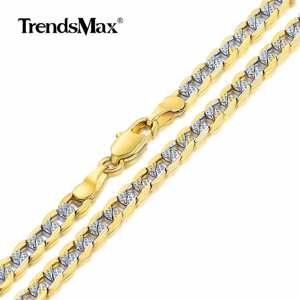 4mm 24″ Gold Filled Diamond-Cut Curb Cuban Gold Chain Necklace Men Women