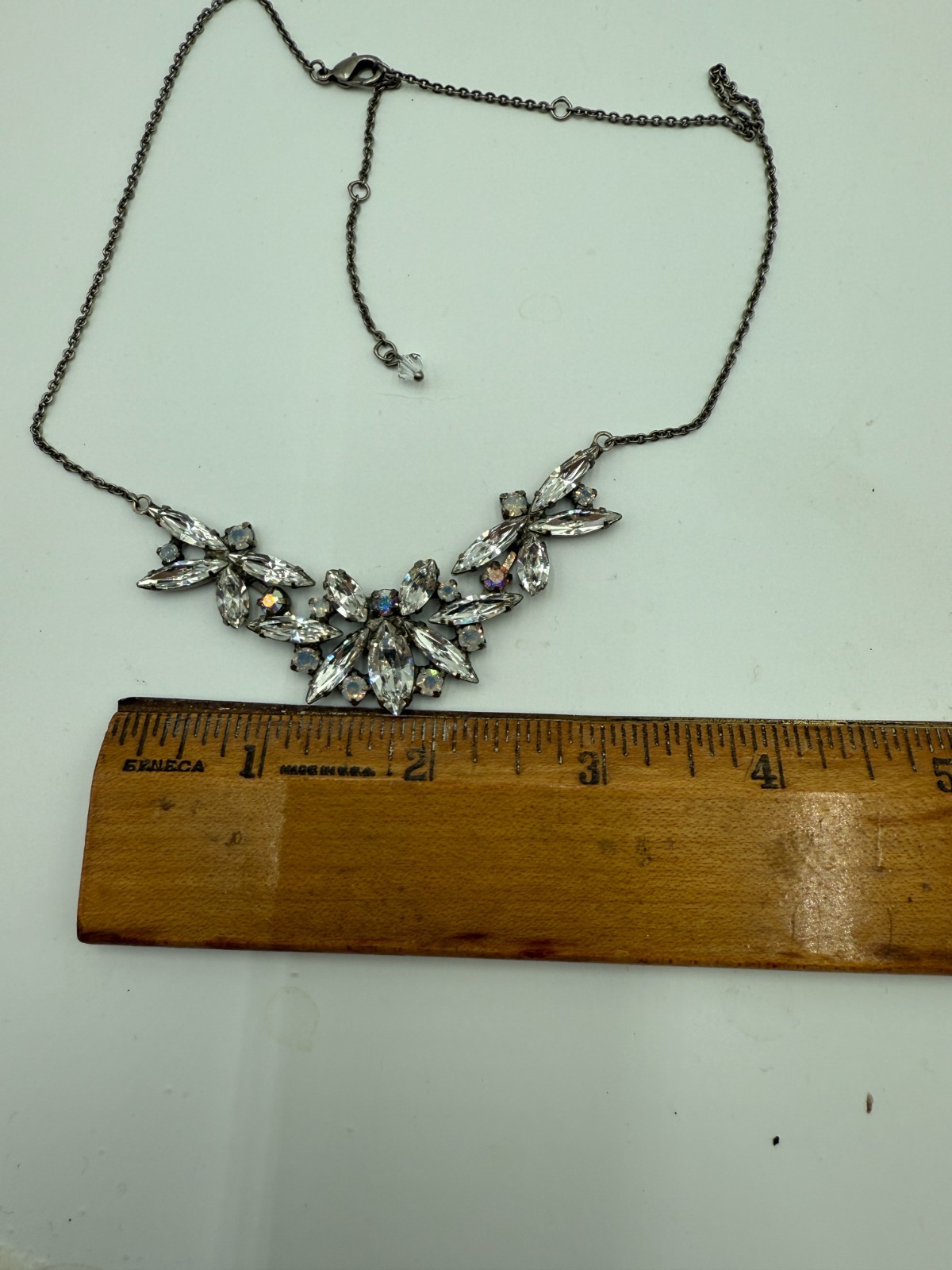 SORRELLI Clear AB Rhinestone Marquise Cluster Bib Necklace