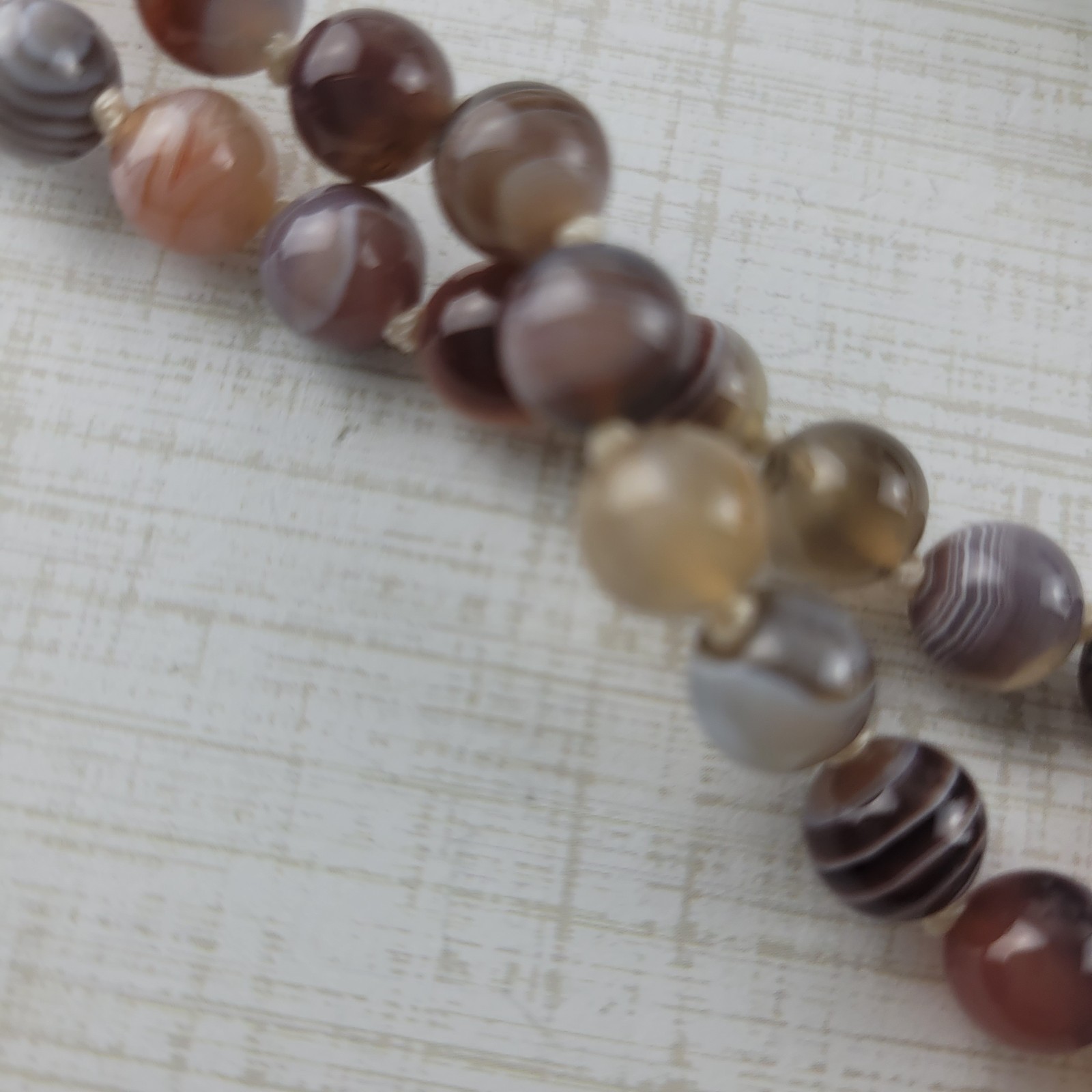 Agate Prayer Bead Necklace Hand Knotted Multi Color 38″