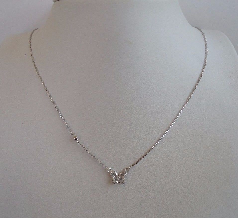 BUTTERFLY 925 STERLING SILVER NECKLACE PENDANT W/ .35 CT LAB DIAMONDS/18”