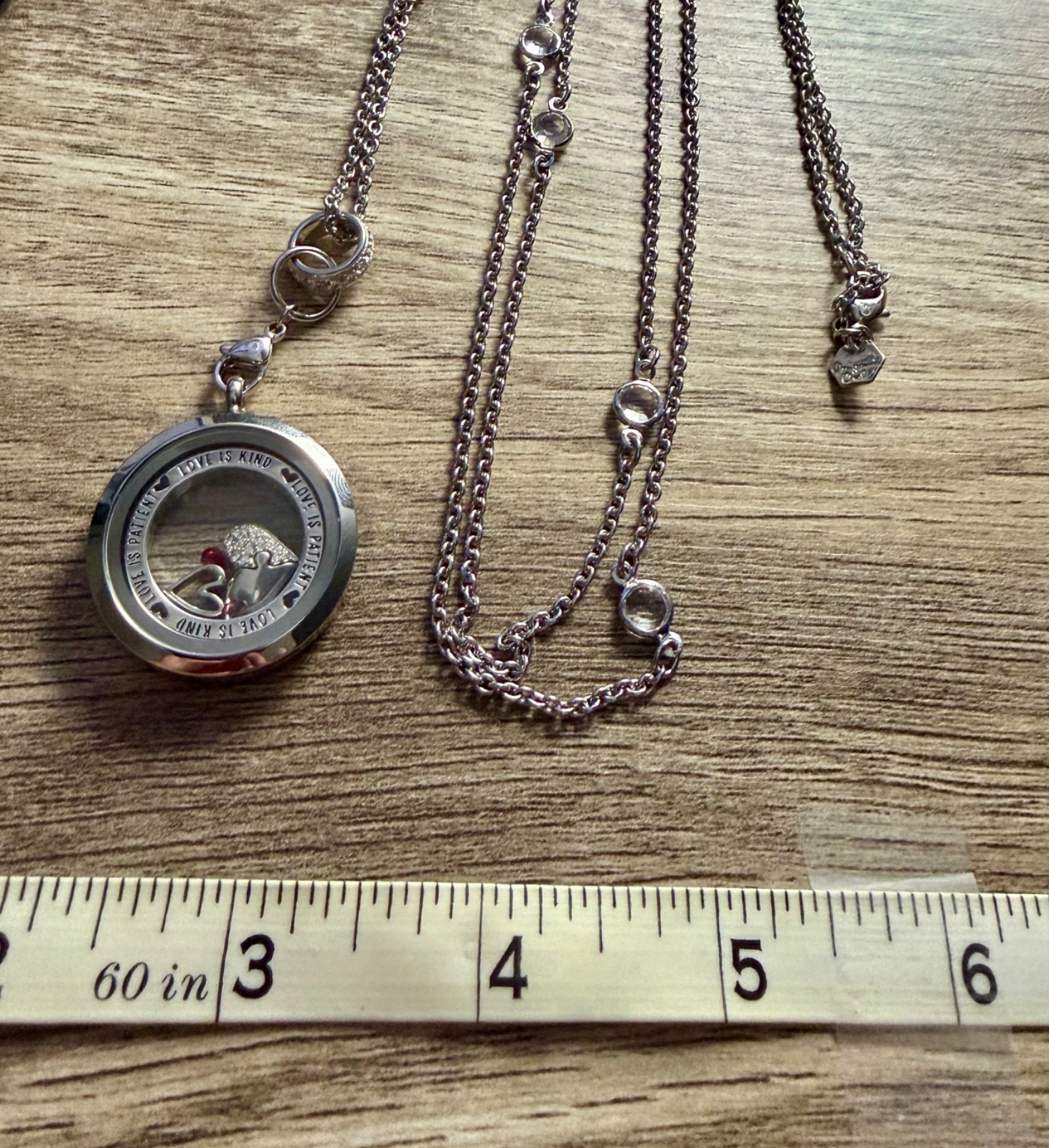 Origami Owl Extra-Long Silver-Tone Necklace with Magnetic Locket – Pre-Owned #20