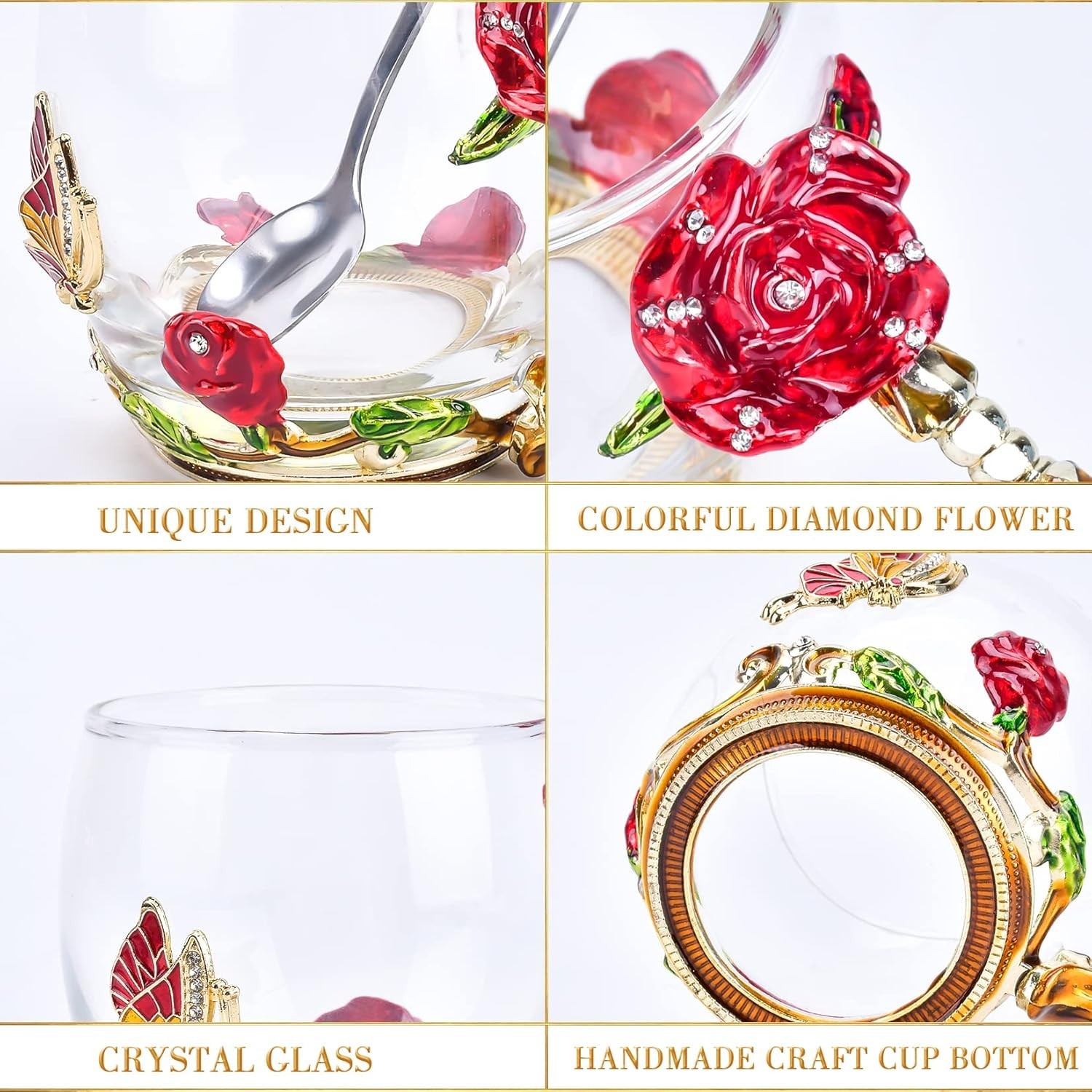 Stylish 12oz Glass Enamel Mug Set with Spoon – Unique Gifting Idea for Women