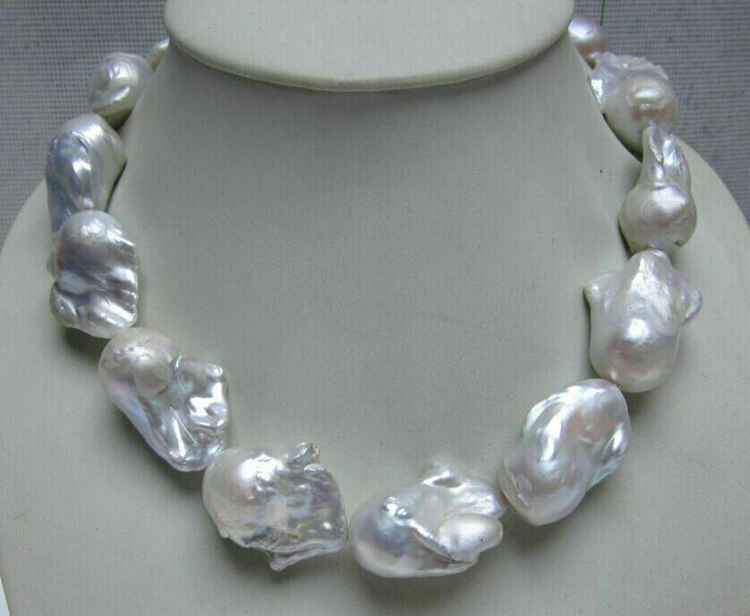 HUGE AAA+ 14X20MM GENUINE SOUTH SEA WHITE BAROQUE PEARL NECKLACES 16-36 INCHES