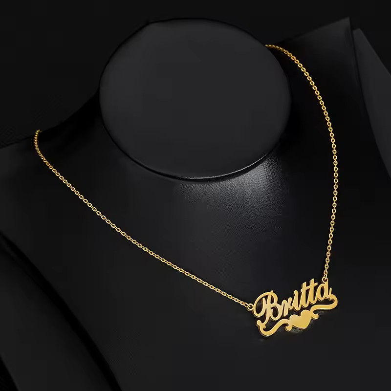 Custom Heart Pendant Name Necklace Fashion Jewelry Stainless Steel Chain Women