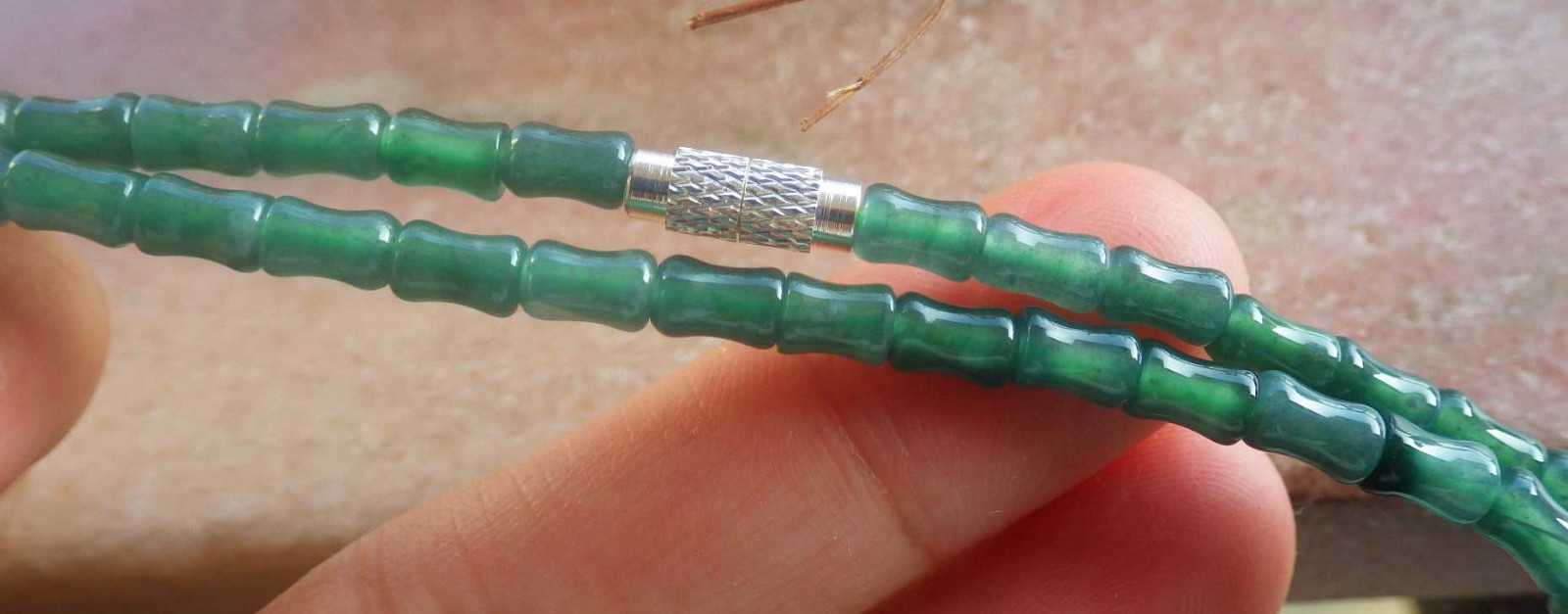 1 Pcs Video Certified Natural A Jade Jadeite Bamboo Bead Necklace 项链 122924