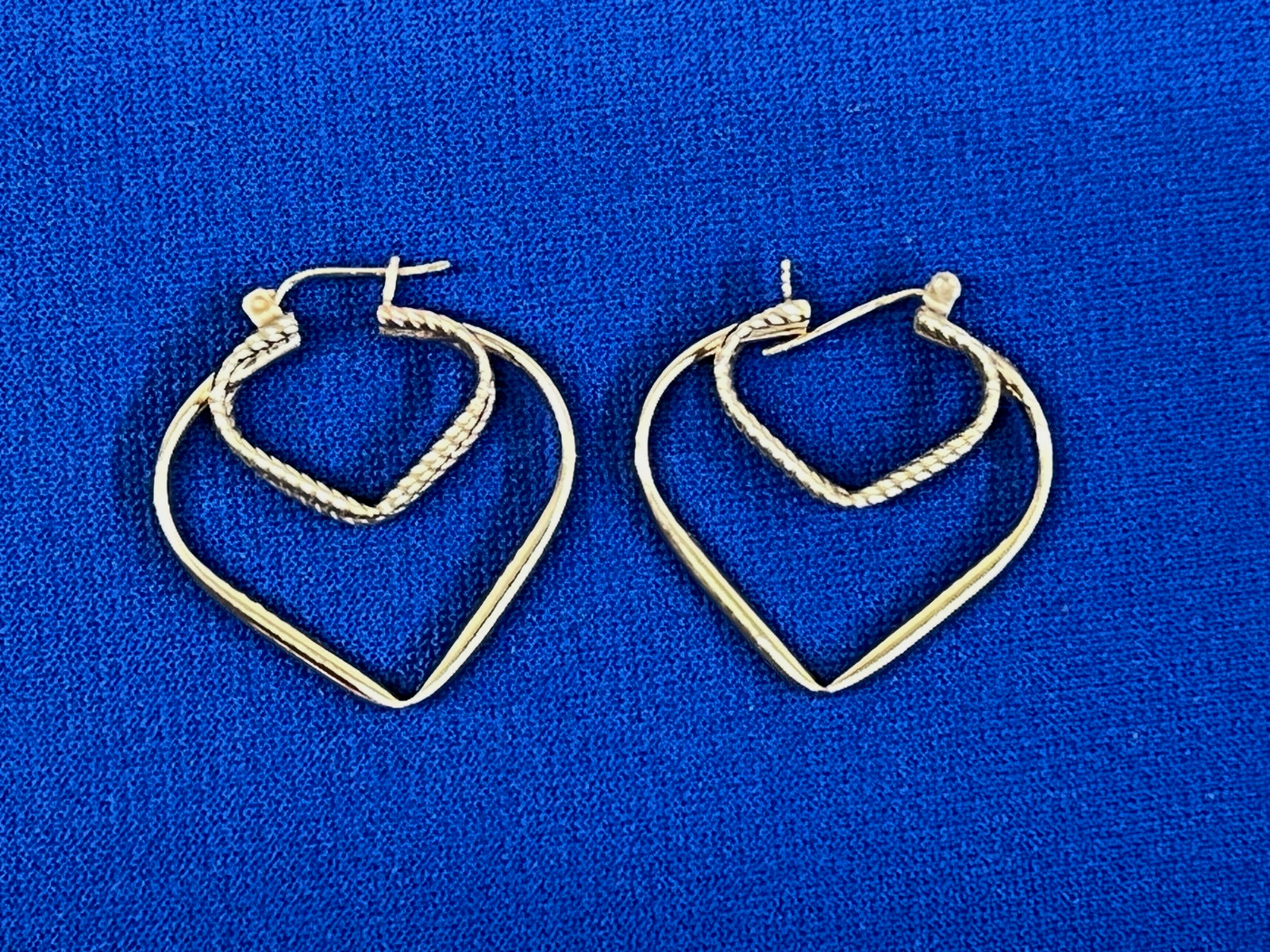 Vintage Double Heart Hoop Earrings 14K GF