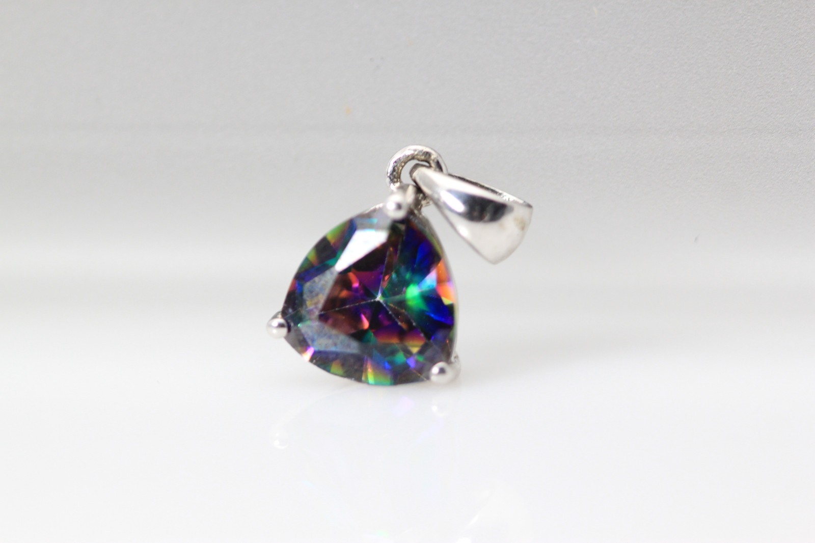 Sterling Silver 925 Small Trillion Mystic Topaz Pendant 1.5 Grams (PEN10373)