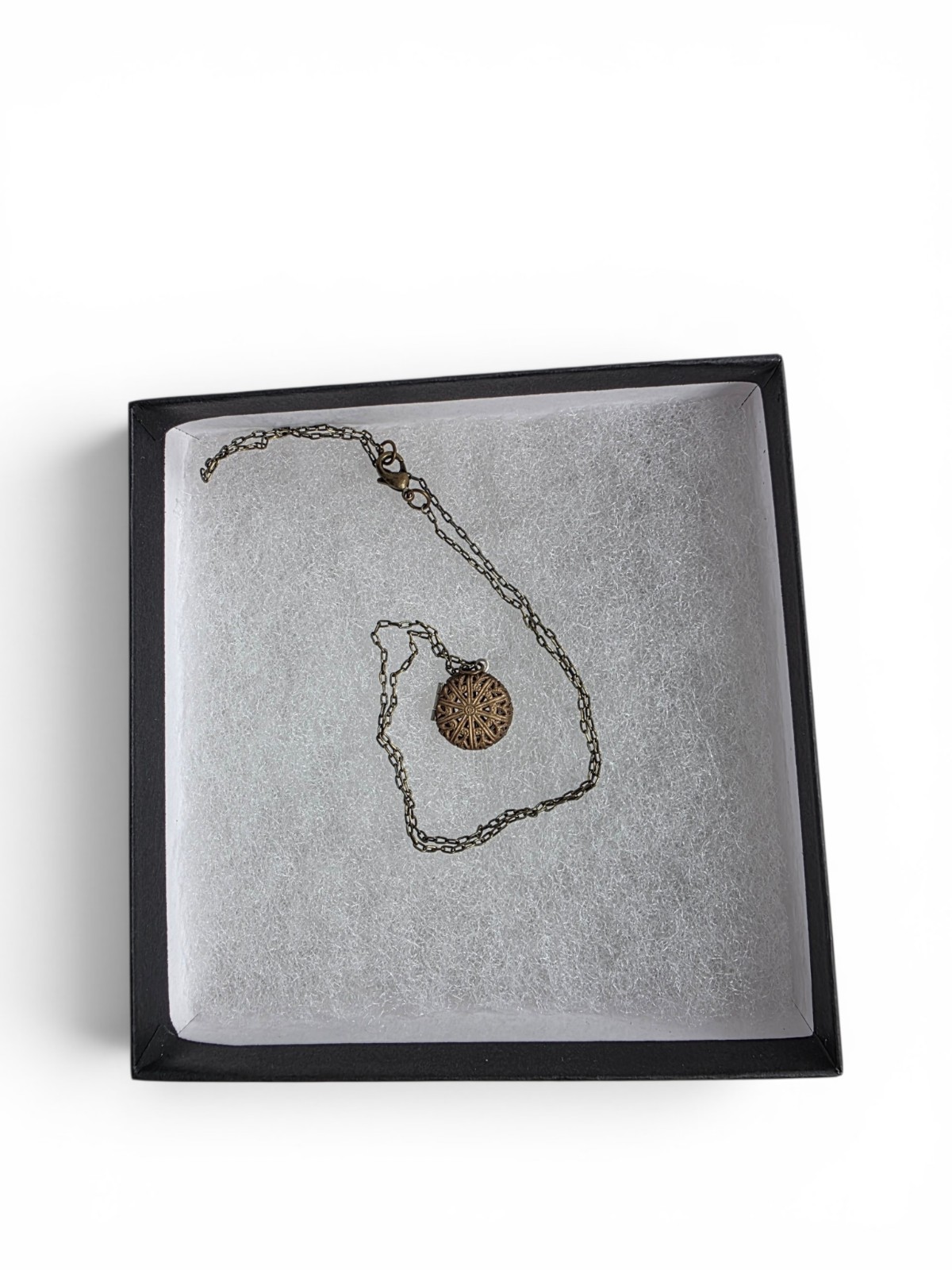 Tiny Vintage Locket Pendant Necklace, Gold & Silver Tone Metal Cable Chain