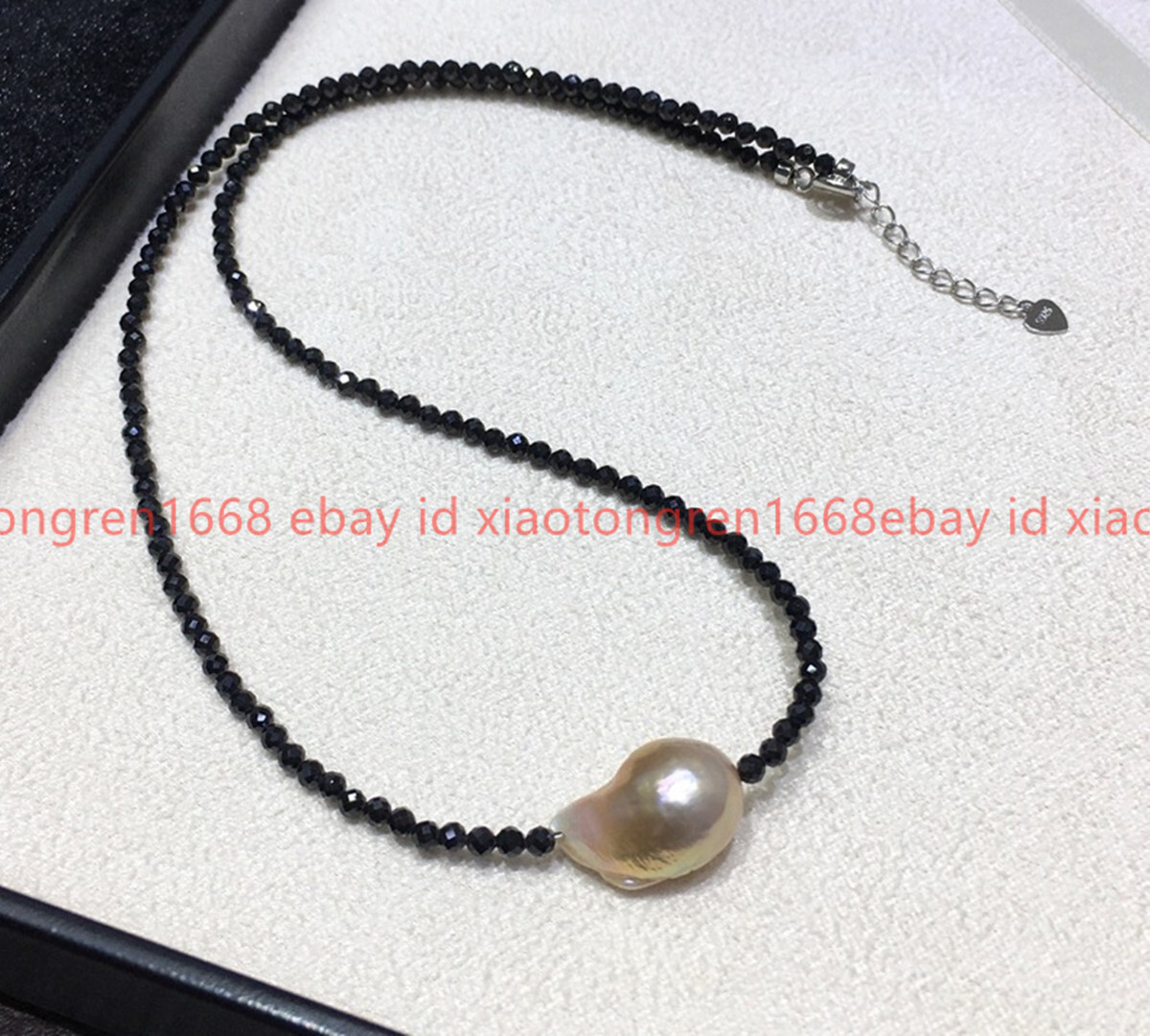 Natural 3mm Faceted Black Spinel 15x20mm Purple Baroque Pearl Necklace 16-24in