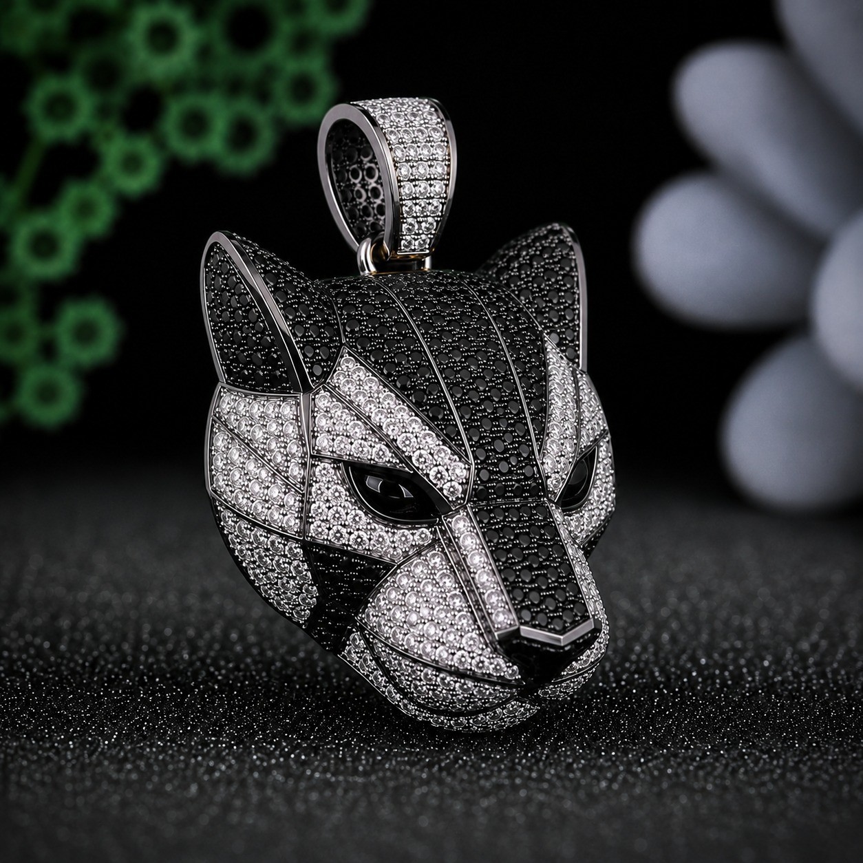 Panther Head Moissanite Pendant 925 Sterling Silver Black Diamond Hip Hop Charm