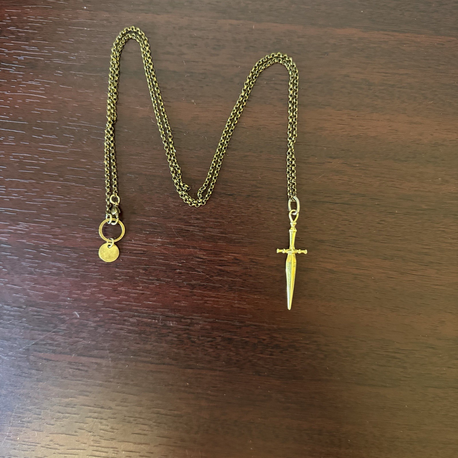 Cival Collective Nightthorn Dagger Necklace Brass Sword Pendant Flawless Cond!