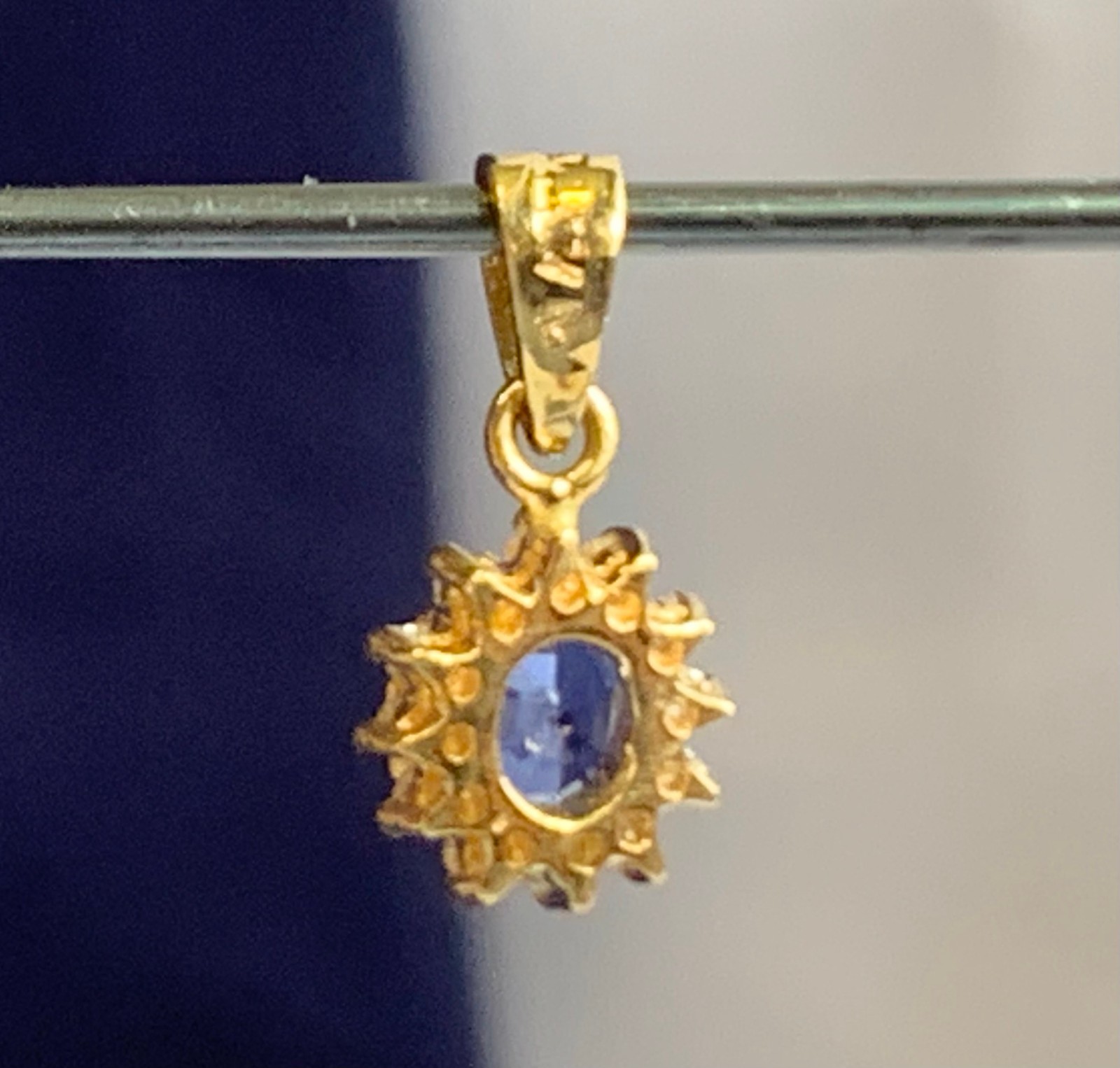 14K Yellow Gold Charm .91g Fine Jewelry Sapphire Color Stone Charm *READ*