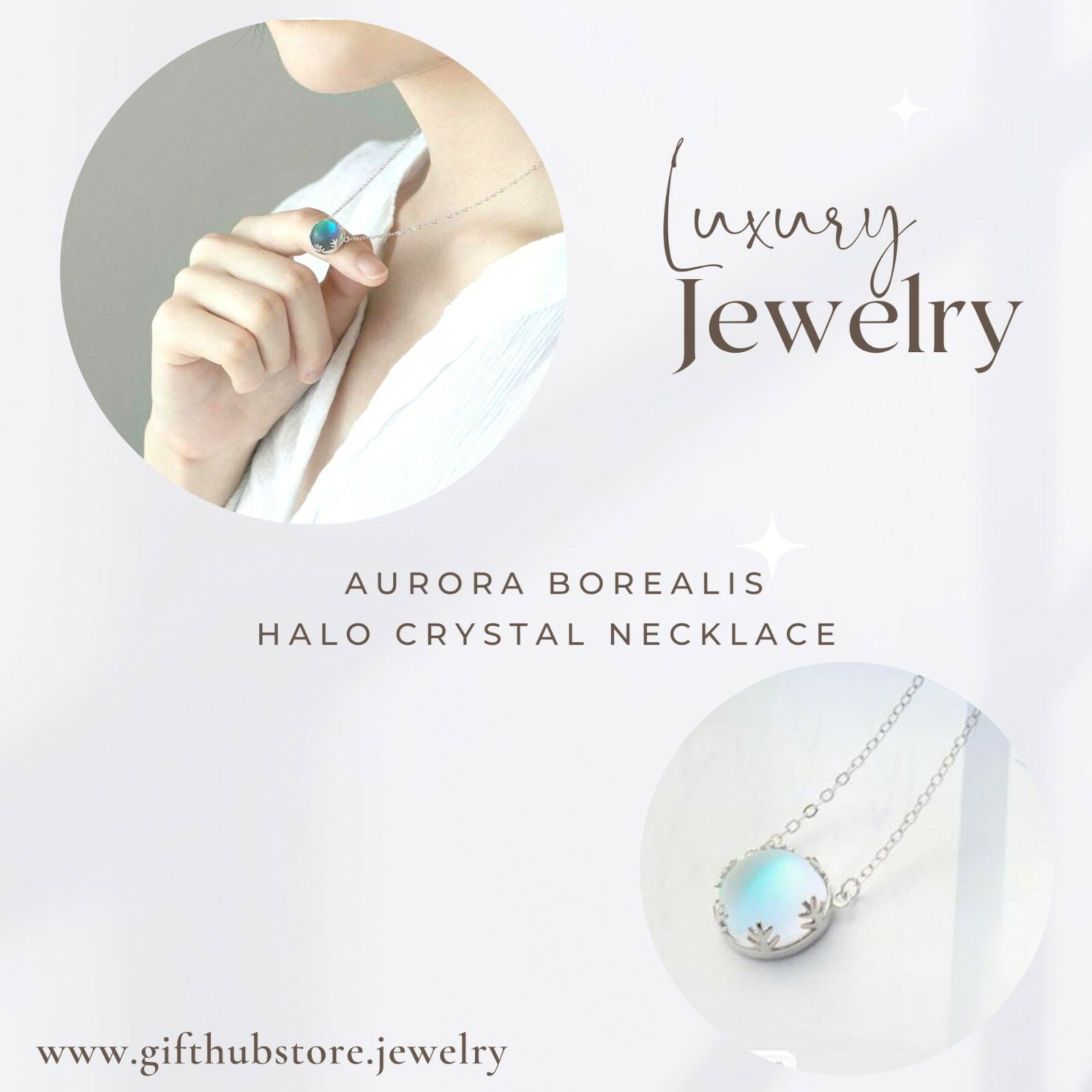 Gift From Brother | Luminous Aurora Borealis Halo Crystal Necklace – Message