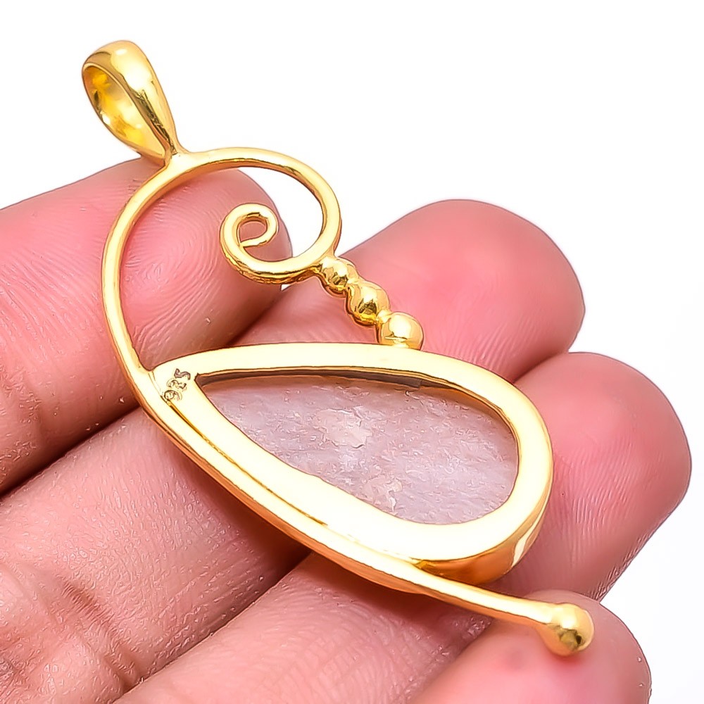 Moonstone – Sri Lanka Gold Plated Gemstone 925 Sterling Silver Pendant 2.11″ P42