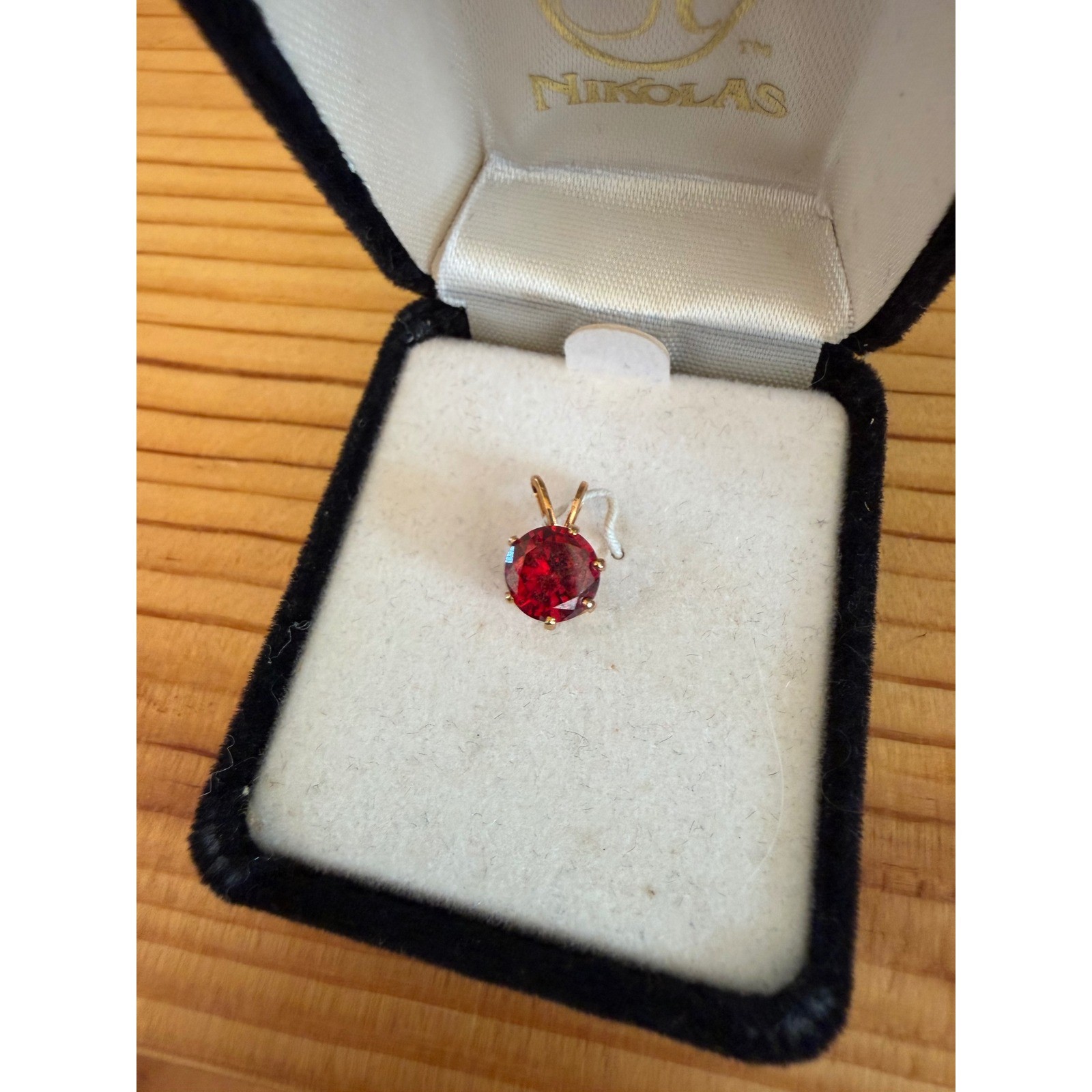 Vintage House of Nikolas 3ct Cubic Zerconia Ruby Yellow Gold-filled Pendant