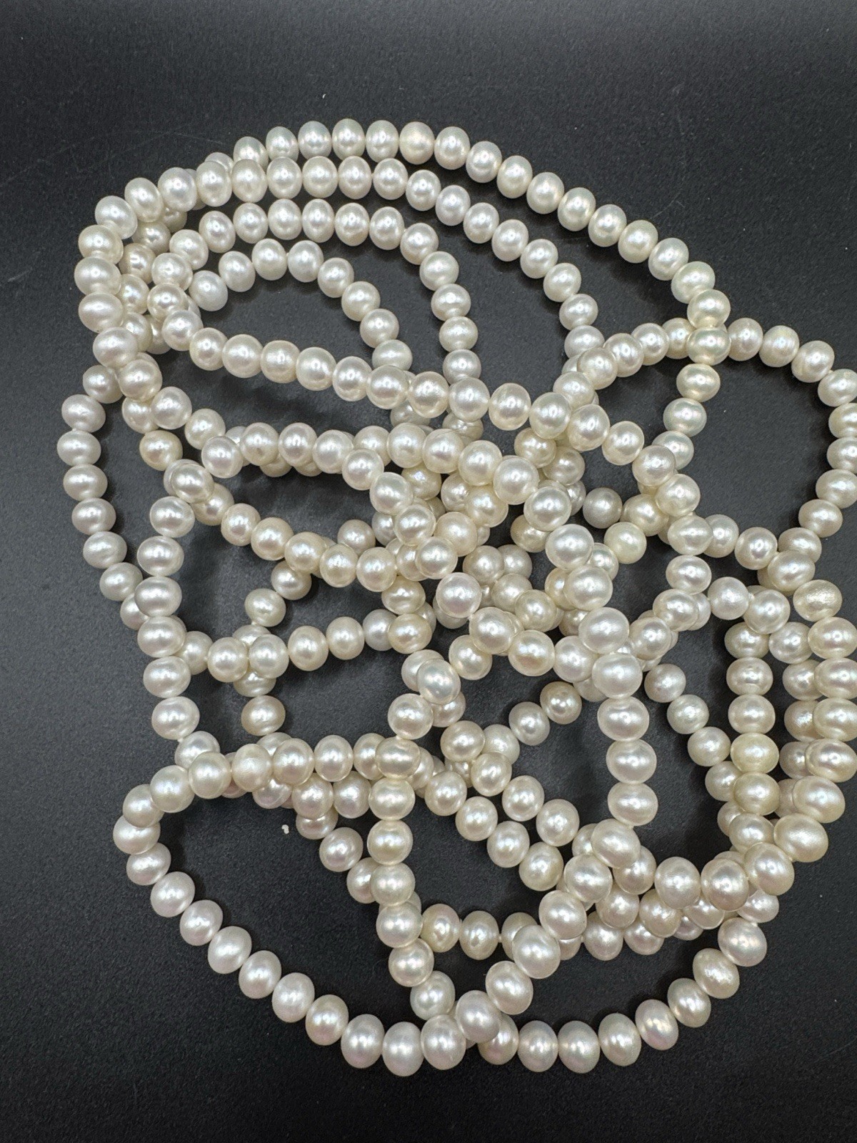 SUPER LONG 100 INCH NATURAL WHITE FRESHWATER REAL PEARL NECKLACES 7-8MM