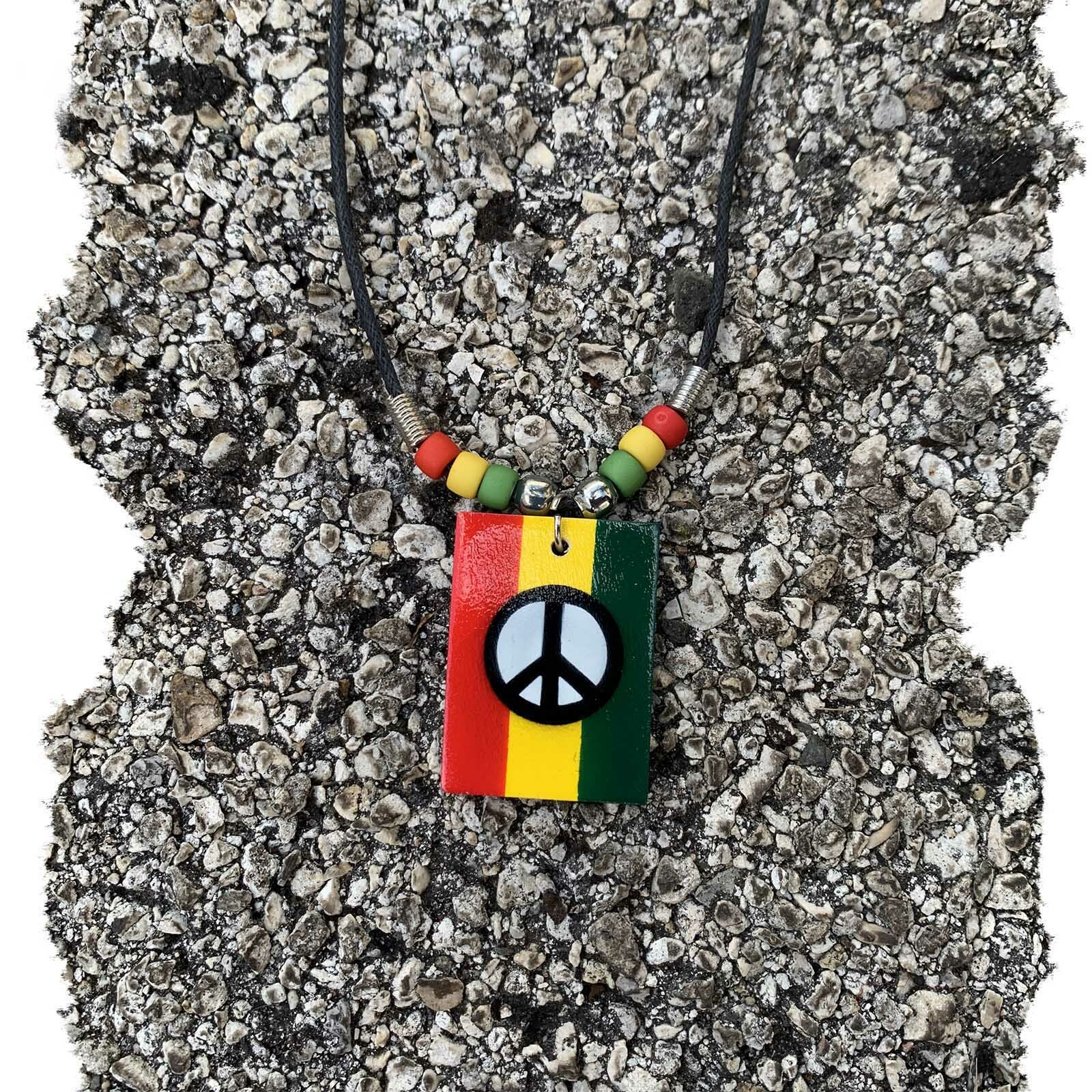 Black Cord Peace Sign Style Rasta One Love Jamaica Reggae Irie Roots 18″