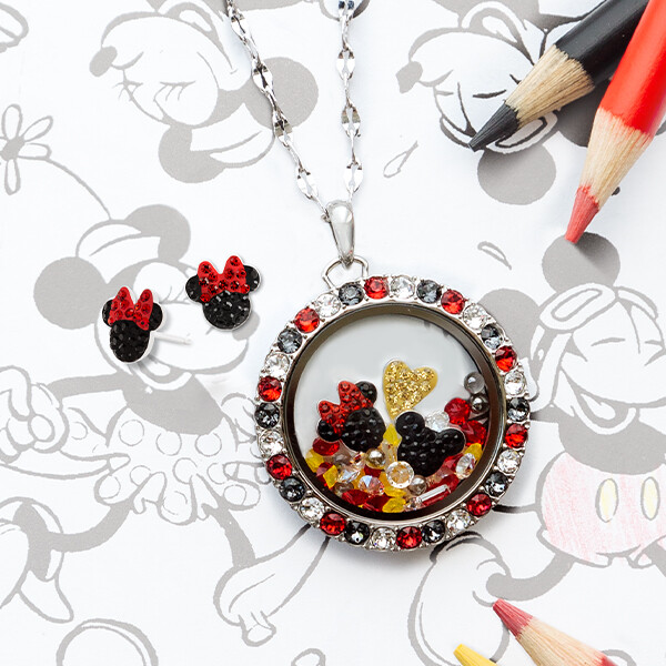 Origami Owl Disney® MICKEY MOUSE SILVER LIVING LOCKET Set W/ SWAROVSKI CRYSTALS