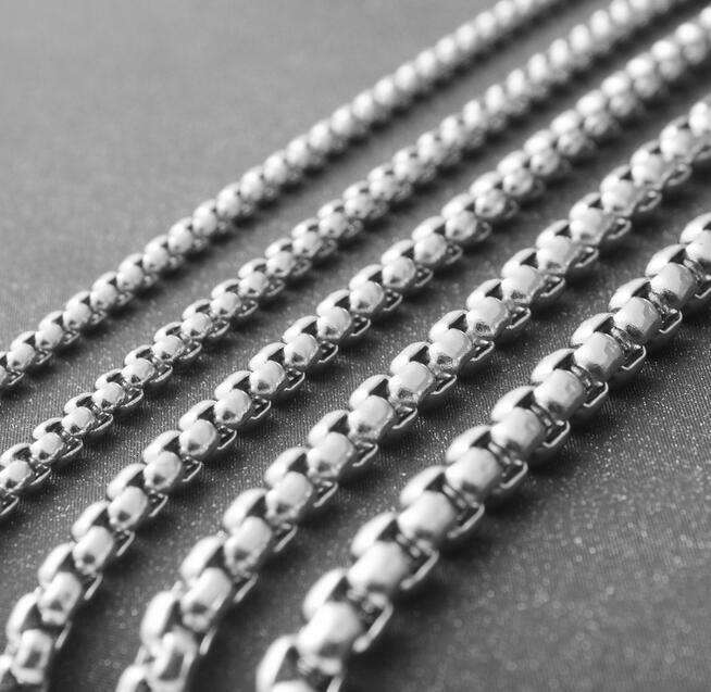 2/3/4/5/MM Men’s Chain Stainless Steel Round Box Link Necklace 20-32 inch hot yc