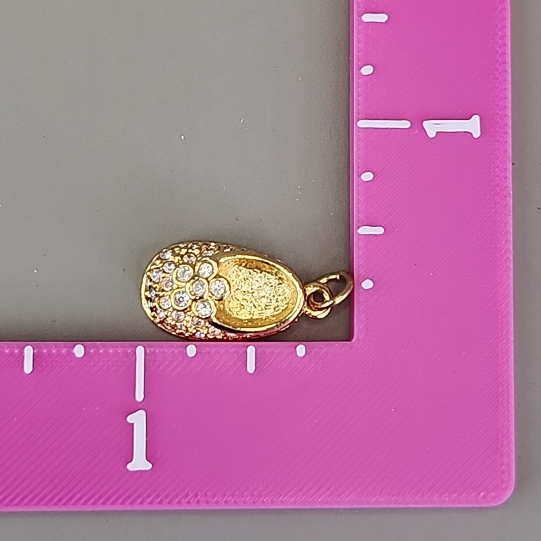 Firenza Baby Shoe Charm Necklace May Birthstone Clear Rhinestones Gold Tone 17mm