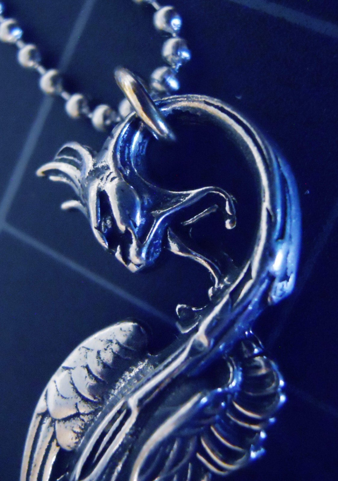 DRAGON OF THE MOON Pendant Stainless Ball Chain New Gothic Necklace