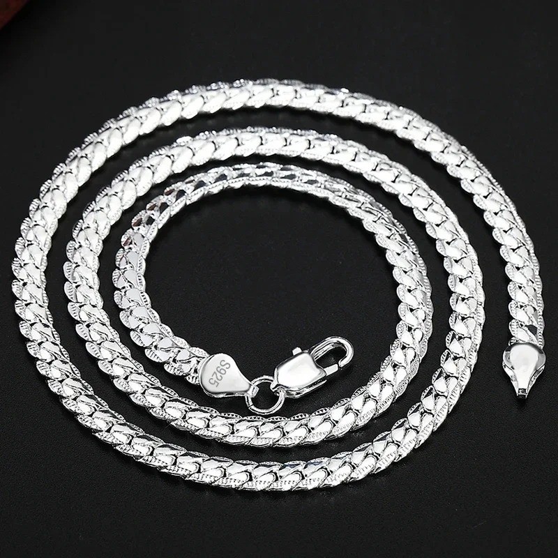 925 Sterling Solid Silver Chain Necklace Jewelry for Women Men Fashion Gift