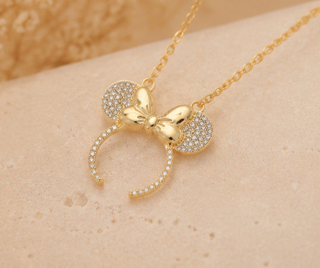 2ct Simulated Diamond Engagement Women Mikey Mouse Pendant 14kYellow Gold Plated