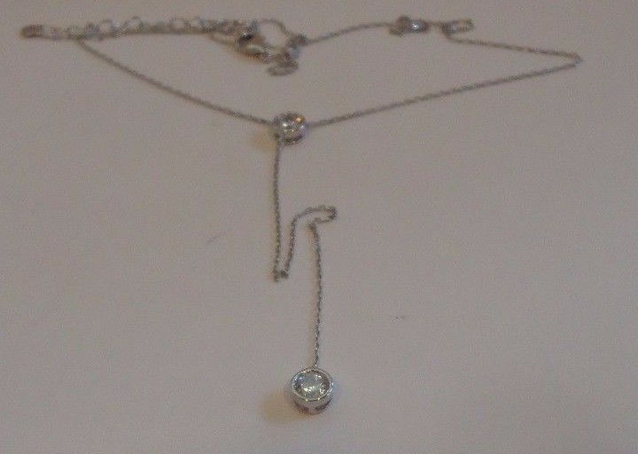 925 STERLING SILVER SINGLE STONE NECKLACE PENDANT W/ 1.50 CT LAB DIAMONDS