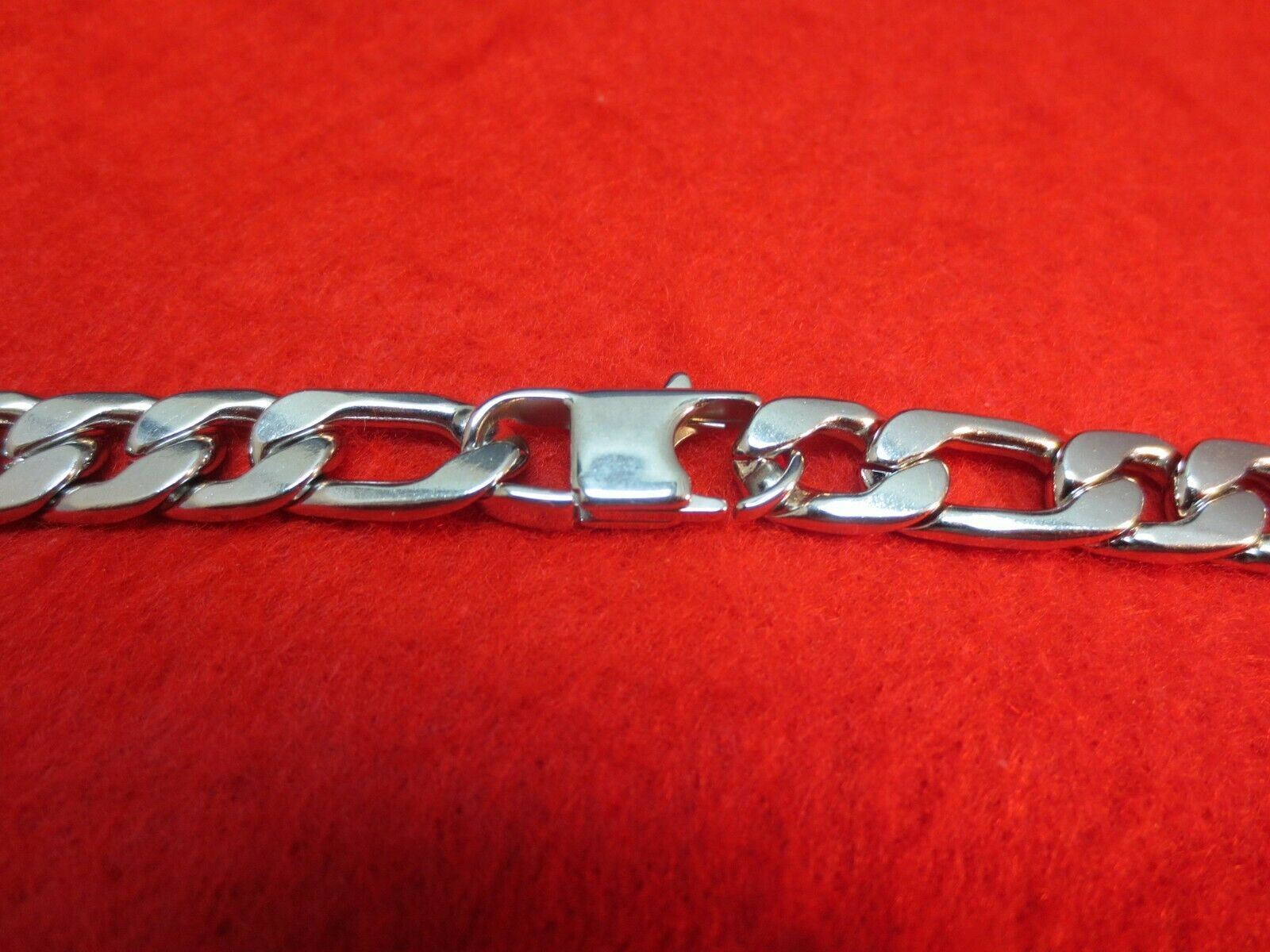 24″ 10MM STAINLESS STEEL SILVER 10MM FIGARO NECKLACE W/SPECIAL CLASP WAS $15.95