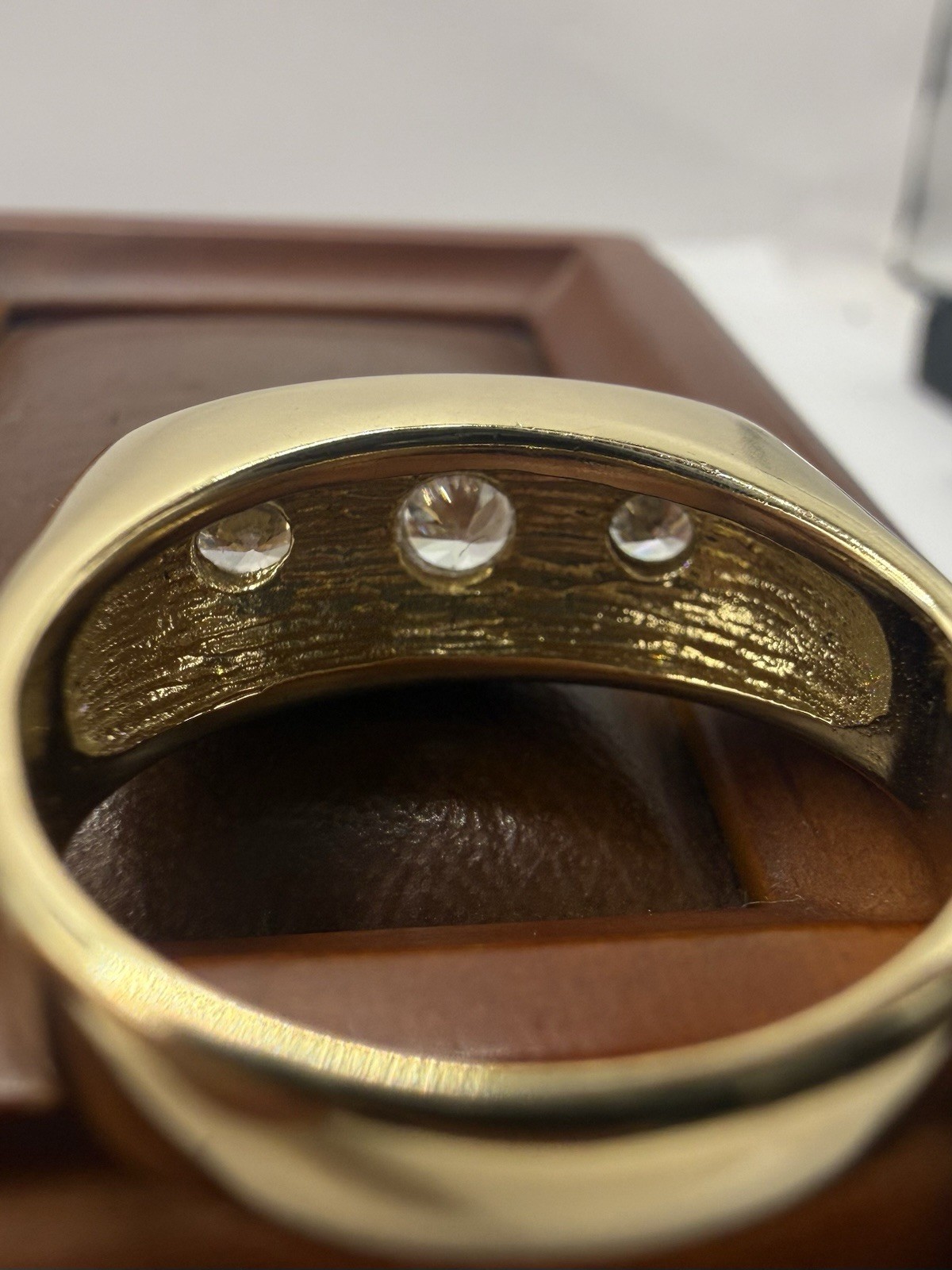 Vintage 9ct Yellow Gold Gypsy Setter Trilogy Ring • 8.41 Grams • Size – O ½