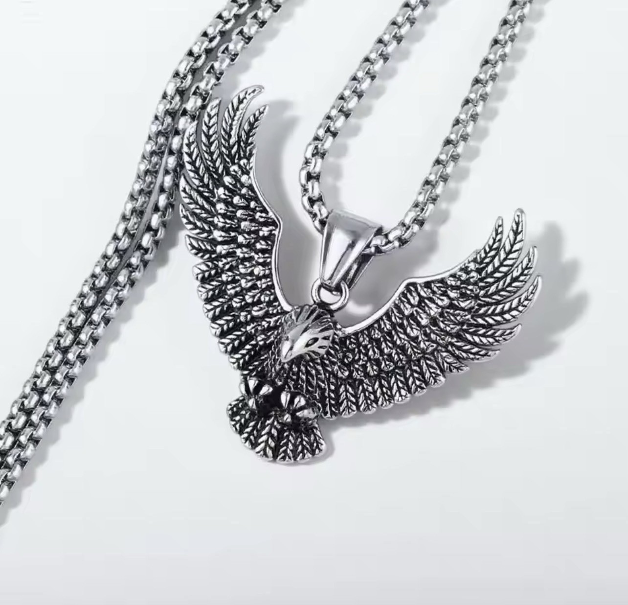 Stainless steel eagle pendant necklace for men and women, Viking style, 60 cm