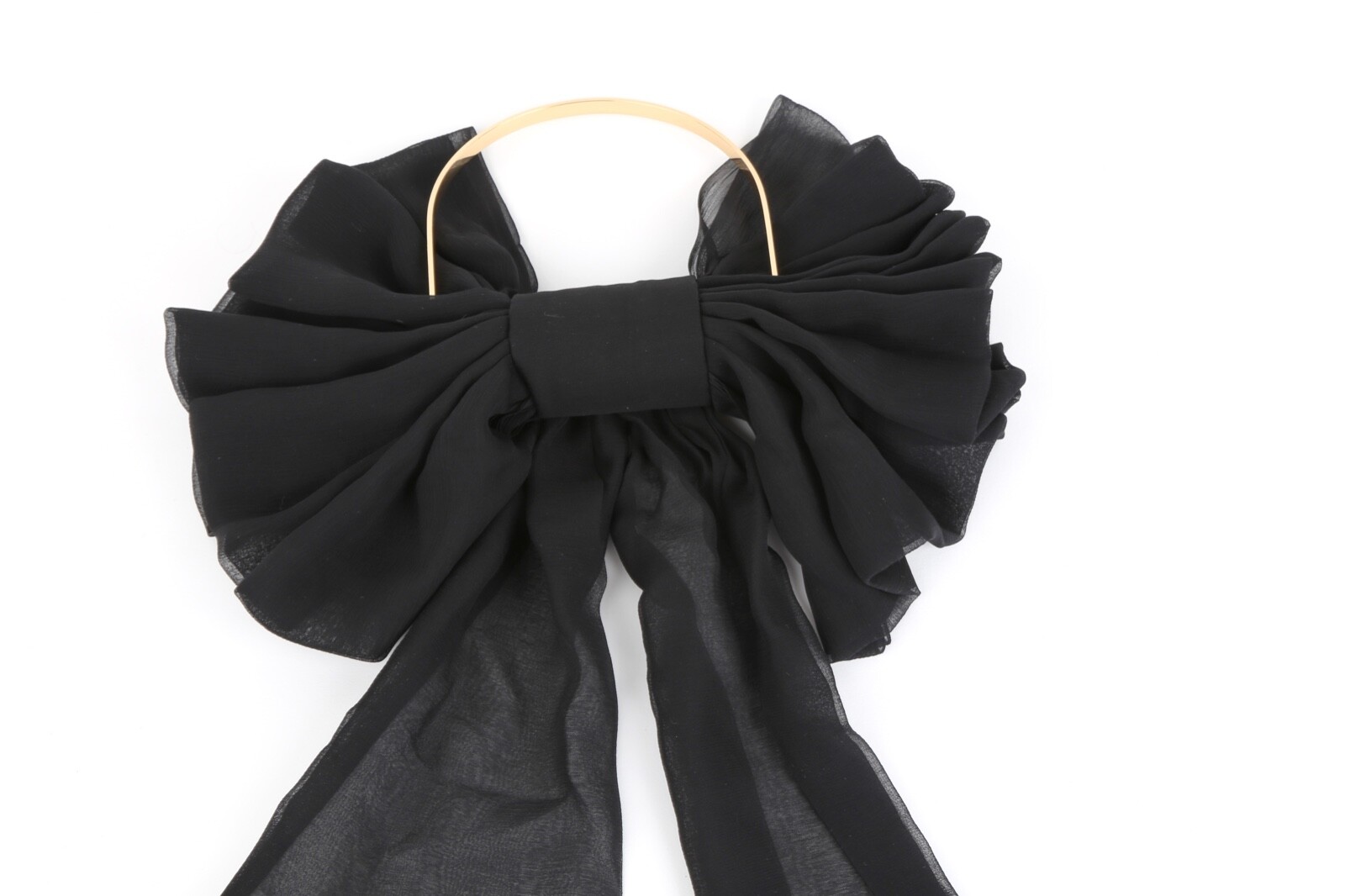 Ajlena Nanic Exaggerated Black Oversized Silk Chiffon Bow Choker Necklace NWB