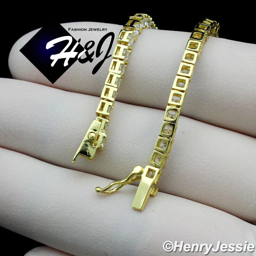 925 STERLING SILVER 18″-28″X3MM GOLD PLATED TENNIS CHAIN CZ CROSS PENDANT*GP170