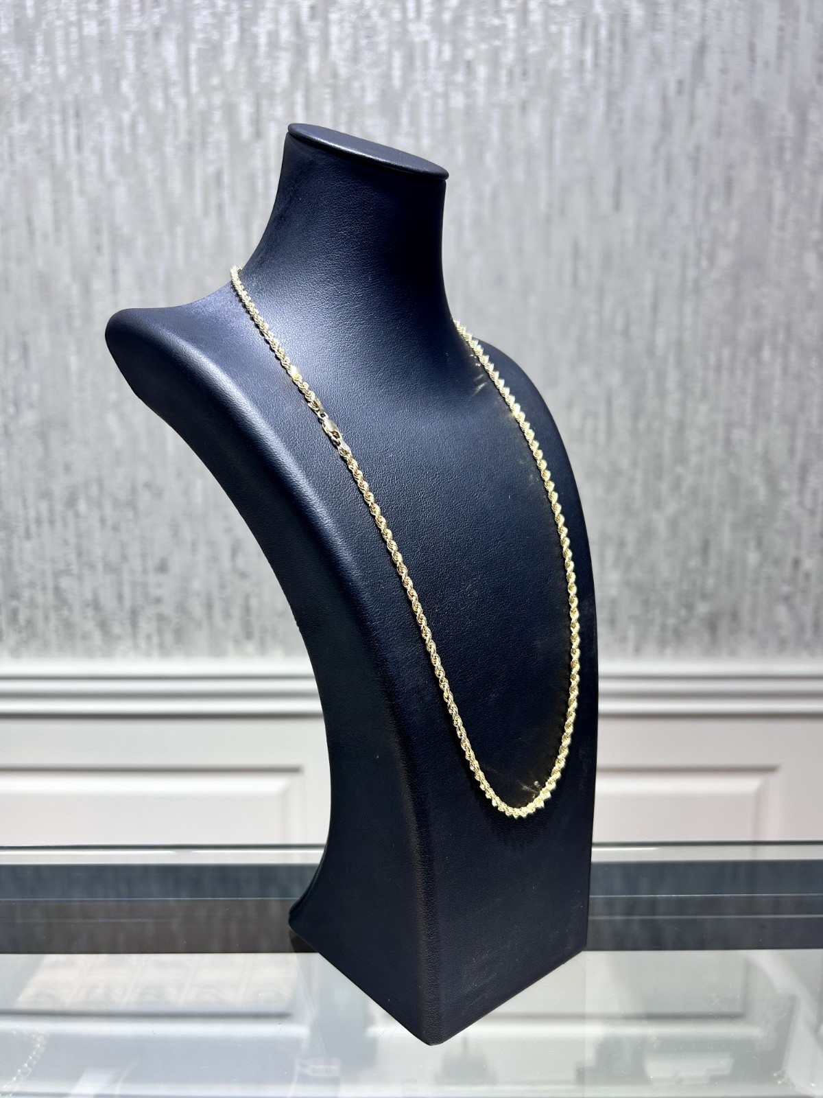 Solid 10K Yellow Gold 2.5mm Diamond Cut Rope Chain Necklace 22″ 15.5g Heavy