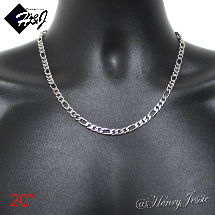 18-40″MEN’s Stainless Steel 6mm Silver Figaro Link Chain Necklace