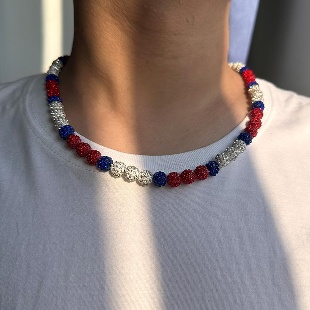 Baseball Necklace 16in/19in/22in Baseball Bling Drip Necklaces Rhinestone Clay B