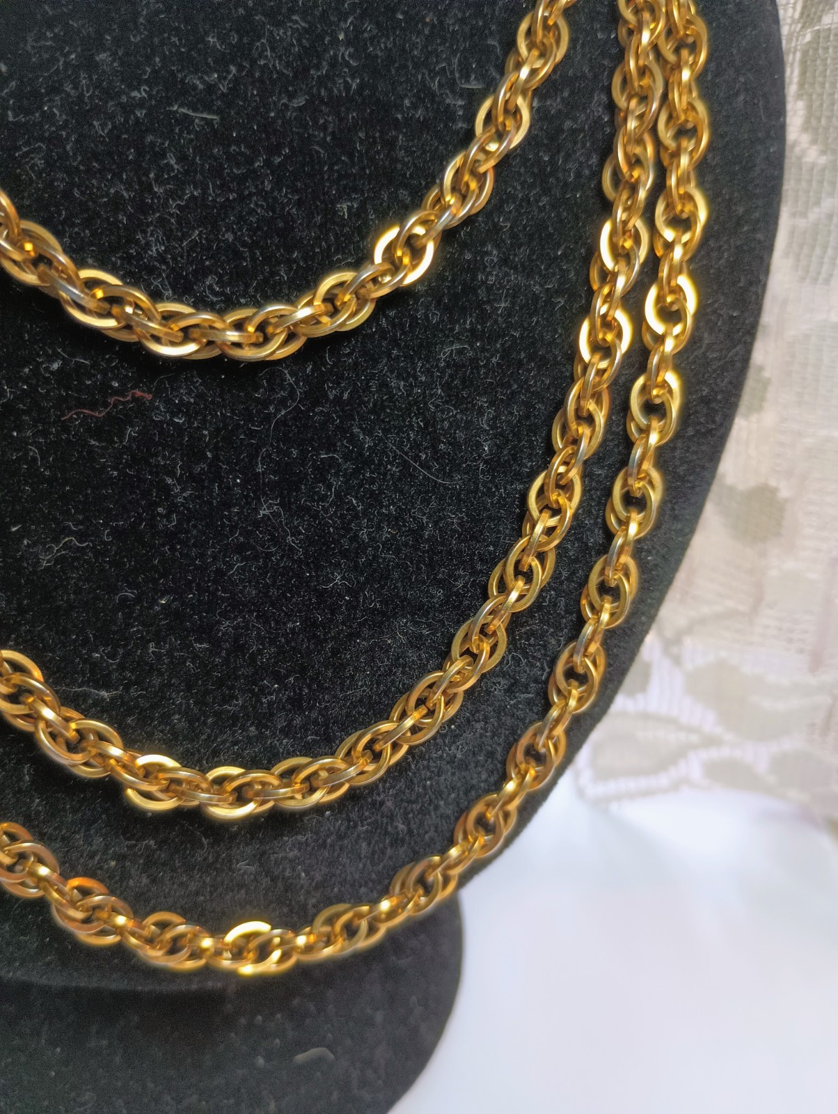 Vintage Necklace Gold Tone Chain 52 In Classic Long Jewelry or Belt Charm Tag