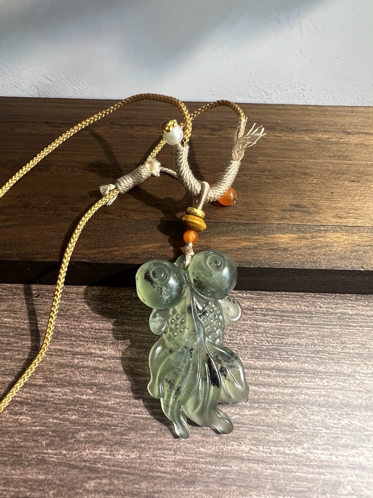 Natural sleeve jade goldfish hand-woven necklace