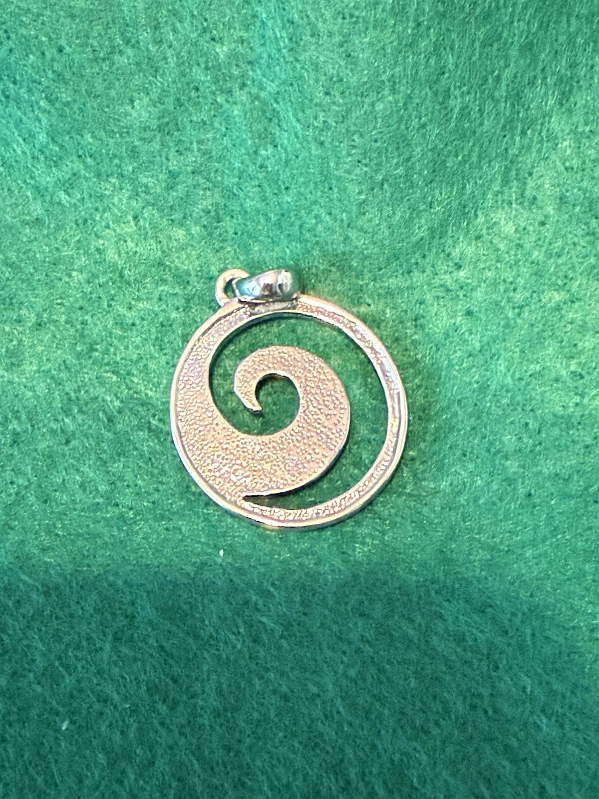 Abalone & Silver Tone Spiral Round Charm Pendant, Metal, No Stone