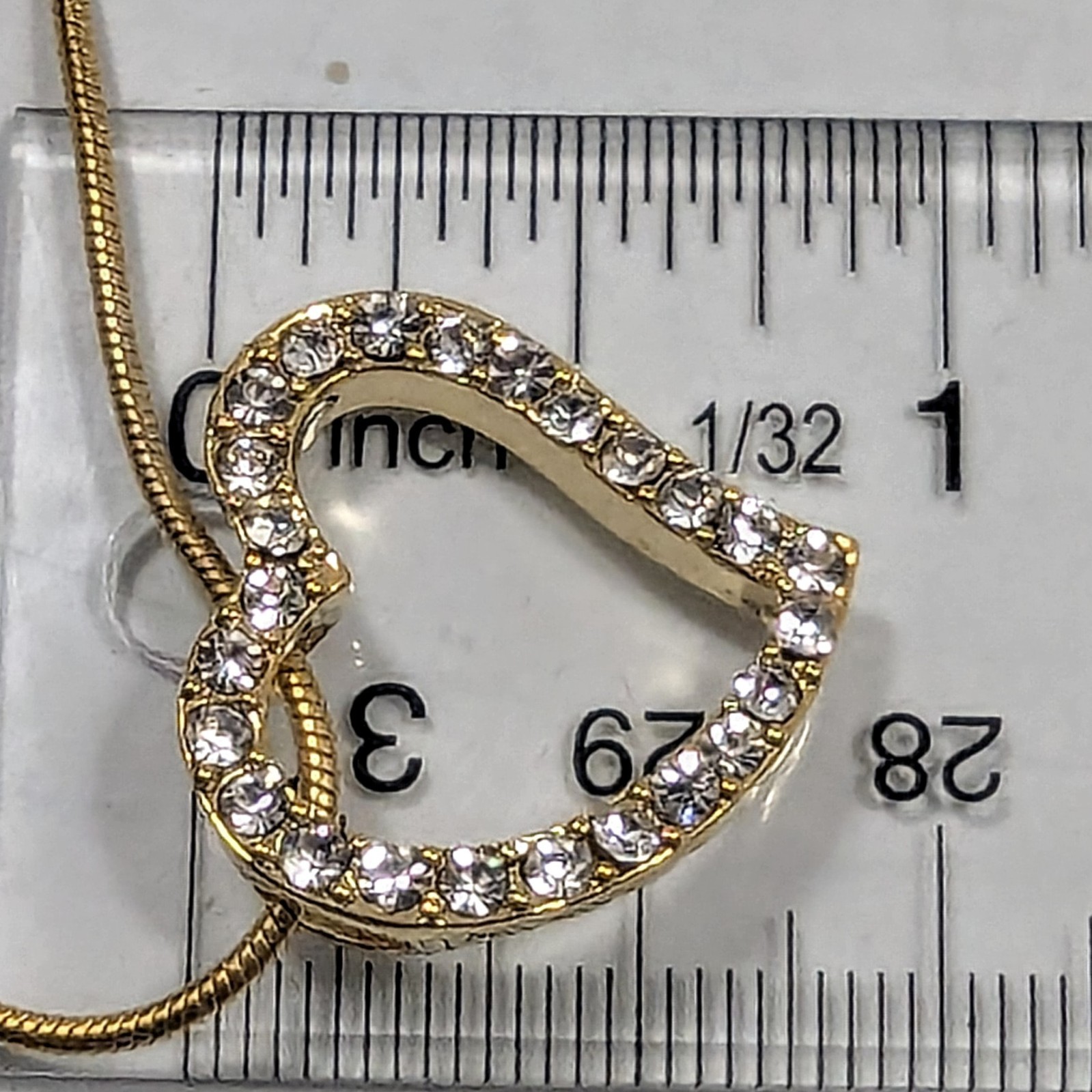 Crystal Gold Tone Heart Pendant Necklace 18-20″