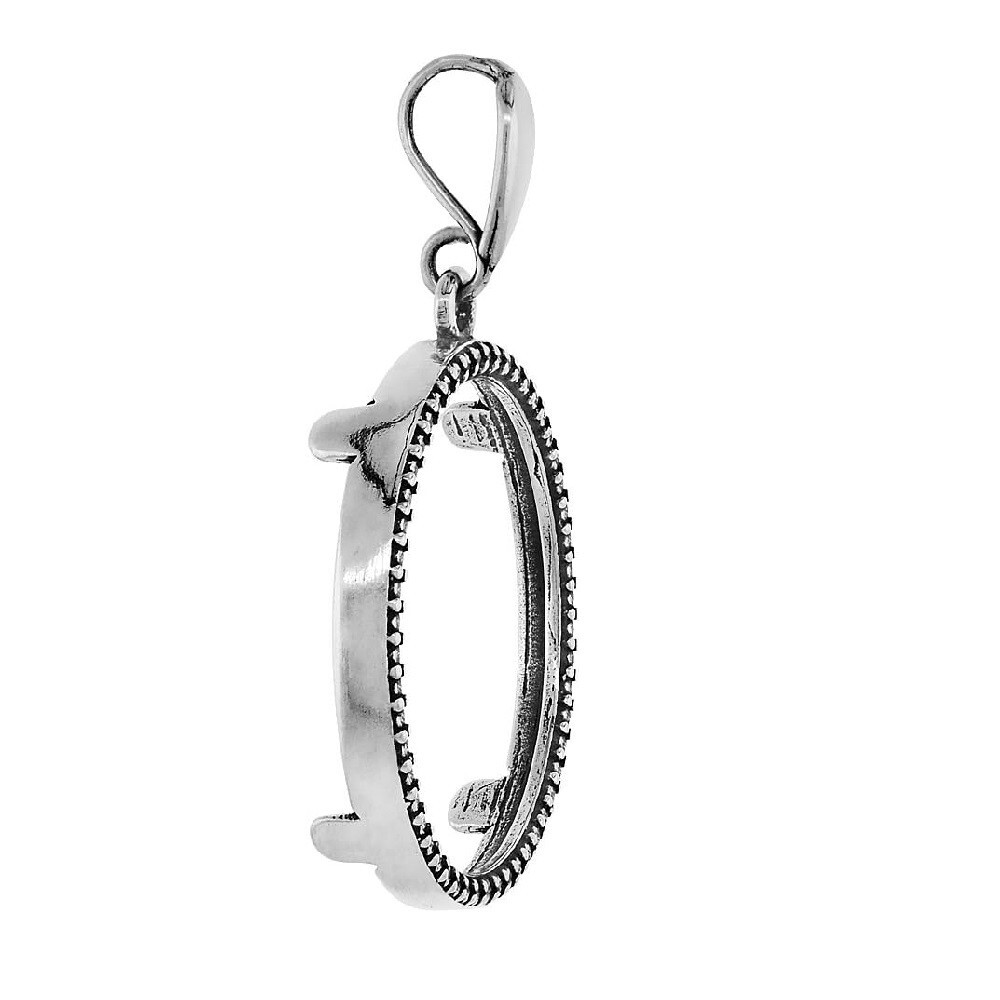 30 mm Sterling Silver Illusion Edge 50 Cent Half Dollar Coin Bezel Pendant