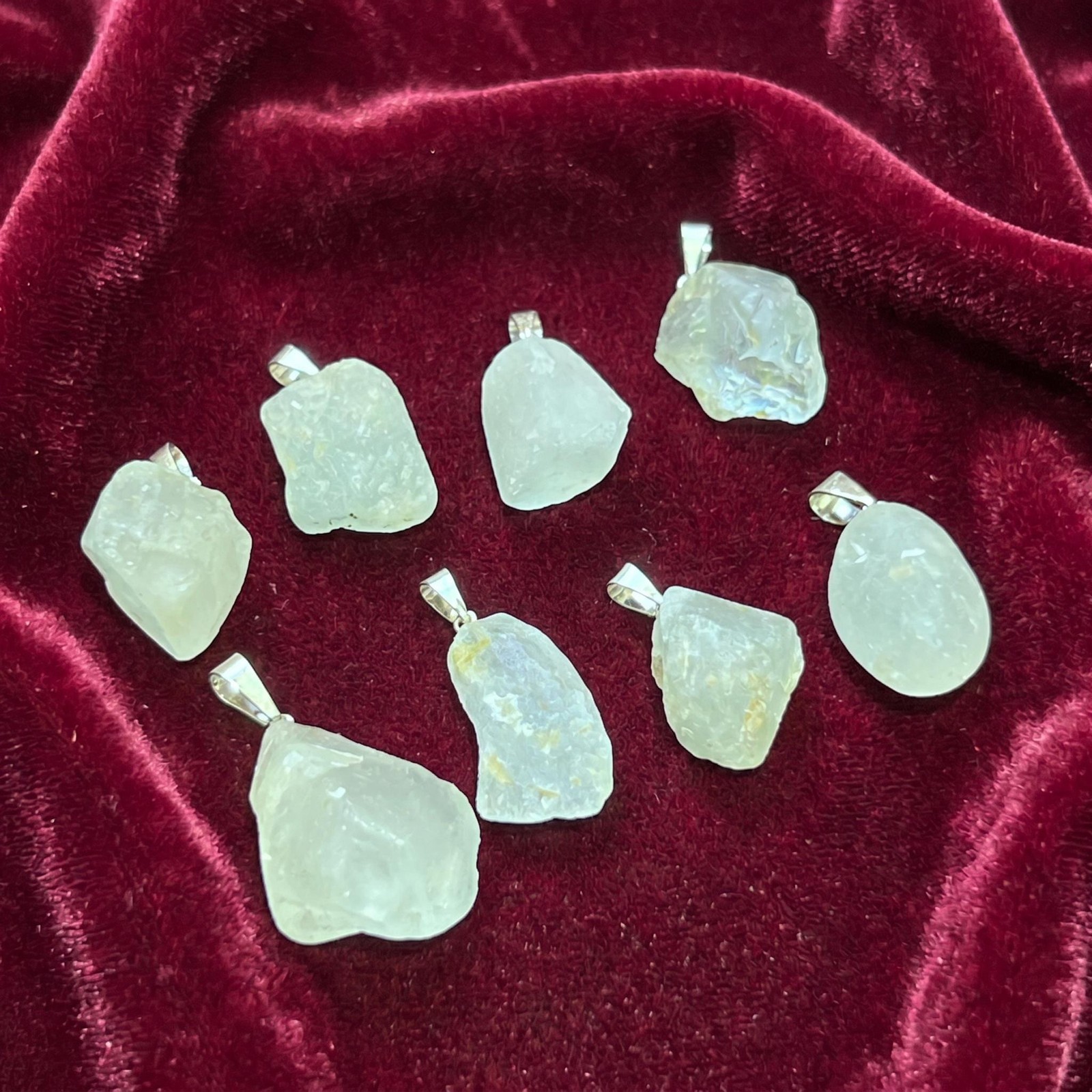Blue Topaz Rough Raw Crystal Pendant (Silver Bail) Genuine Brazil Mineral