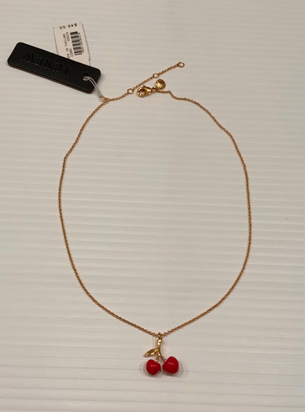 J.Crew Women’s NWT Cherry Charm Necklace With Pouch