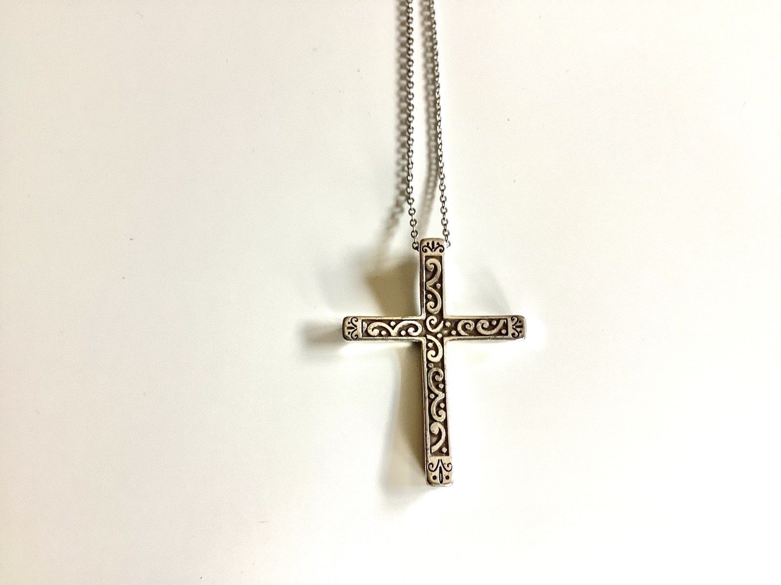 Brighton Spectrum Cross Necklace Clear Grey Black Crystals Silver Reversible