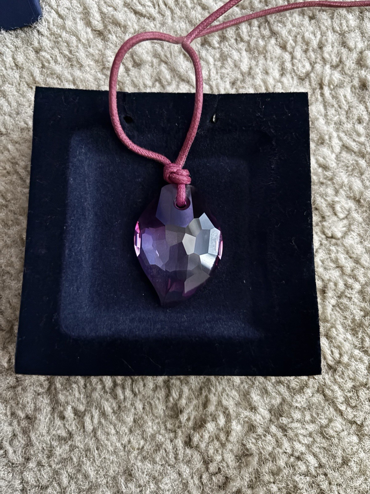 Genuine Swarovski Crystal Dorora Leaf Pendant Necklace, rhodium plated, Fuchsia
