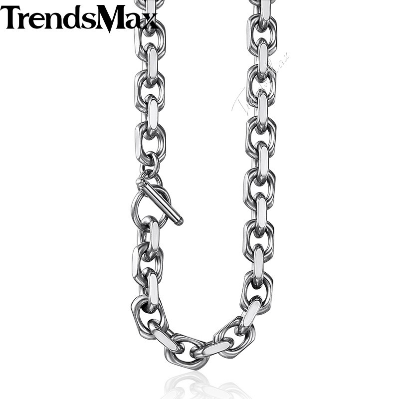 20″ Mens Boys Chain Silver CABLE Link 316L Stainless Steel Necklace Toggle Clasp