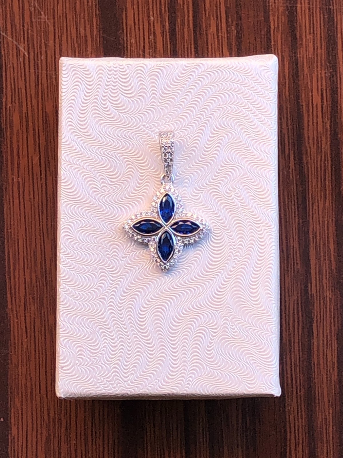 925 Sterling Silver Navy Blue Four Leaf Clover Flower CZ Pendant Women 17mm/28mm