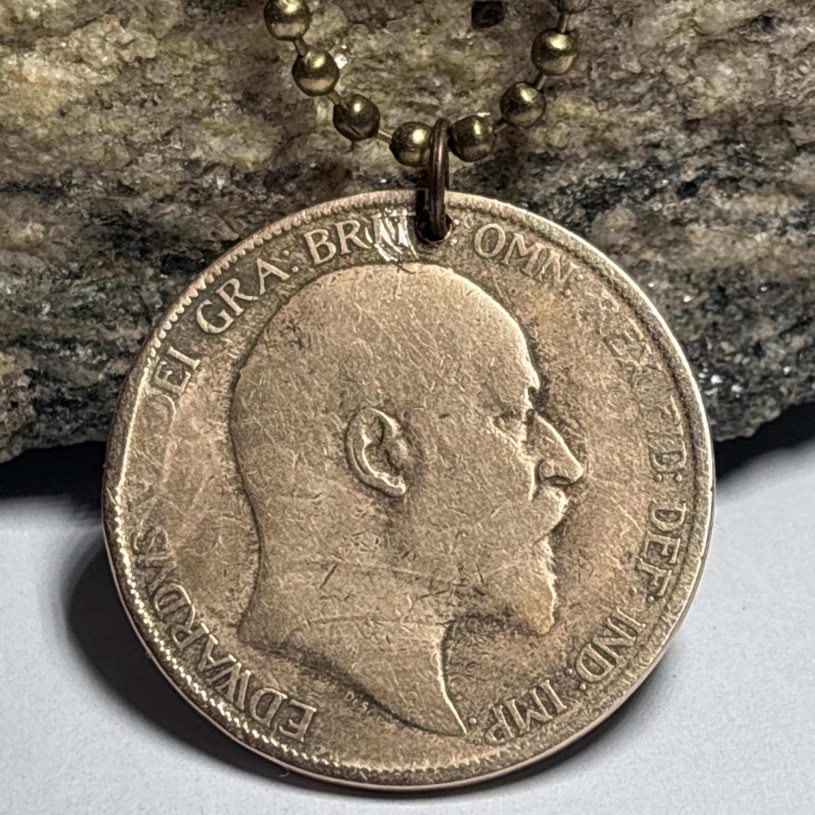 1902 UK Britain Antique Coin Pendant 1st Year After Victoria. Wear History!